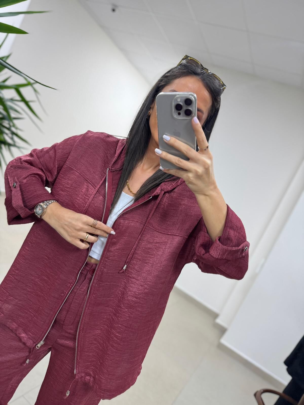 Art 4010 İthal Kumaş Kapüşonlu Vişne Takım