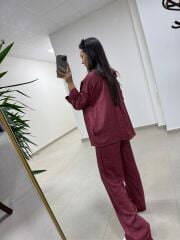 Art 4010 İthal Kumaş Kapüşonlu Bordo Takım