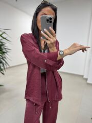 Art 4010 İthal Kumaş Kapüşonlu Vişne Takım