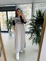 Dr 8162 London Tasarım Gri Sweat Elbise