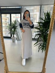 Dr 8162 London Tasarım Gri Sweat Elbise