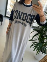 Dr 8162 London Tasarım Gri Sweat Elbise