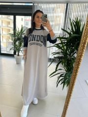 Dr 8162 London Tasarım Gri Sweat Elbise