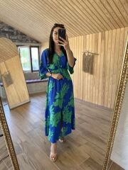 My 3154 Efsun mavi yeşil viskon elbise