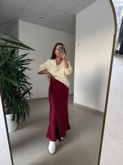 Np Bordo Saten Etek