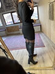 My Siyah anvelop detaylı kalem elbise