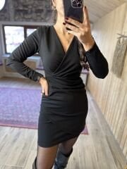 My Siyah anvelop detaylı kalem elbise