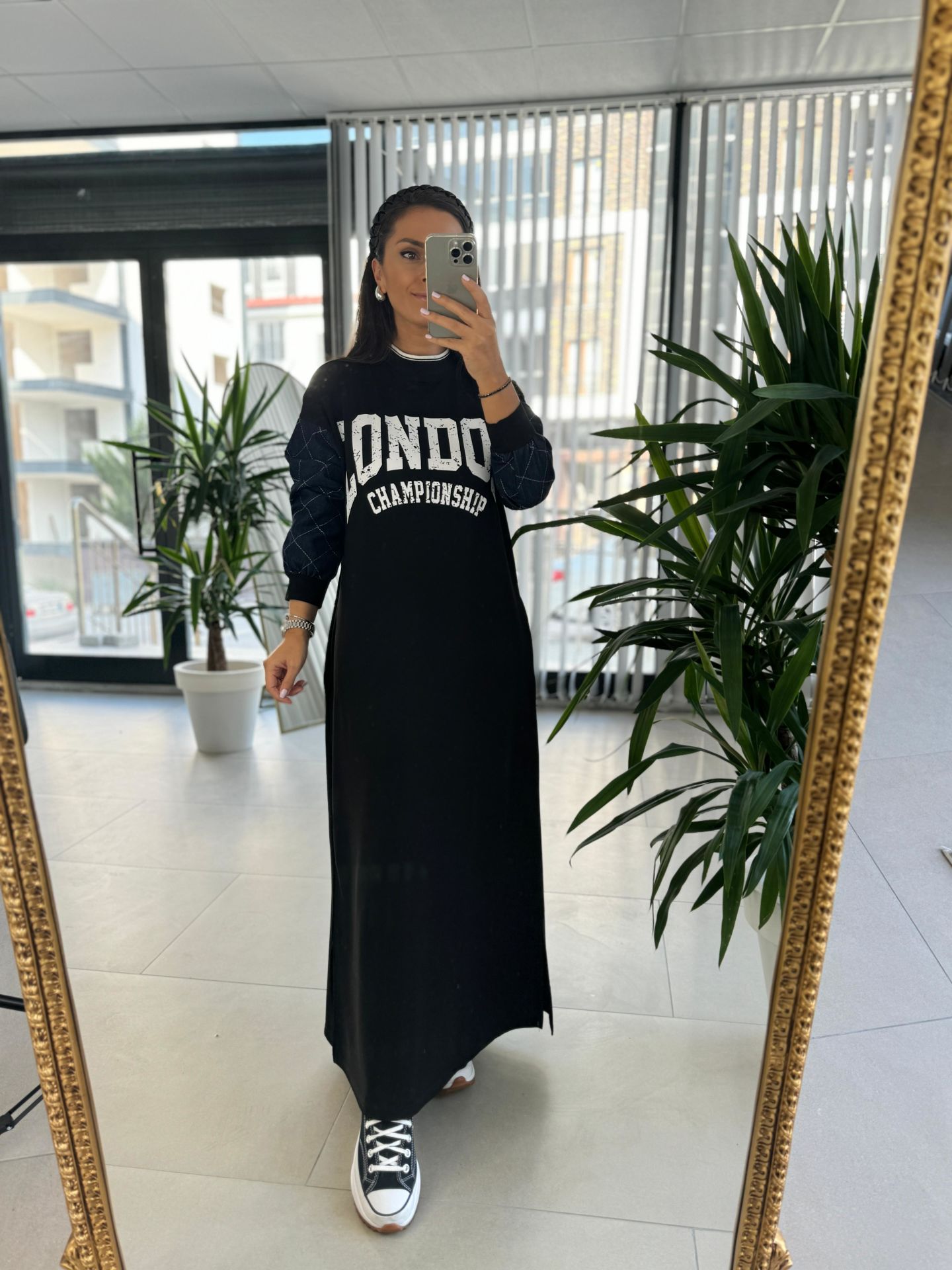 Dr 8162 London Tasarım Siyah Sweat Elbise