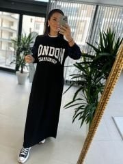 Dr 8162 London Tasarım Siyah Sweat Elbise