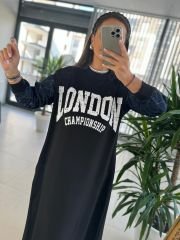 Dr 8162 London Tasarım Siyah Sweat Elbise