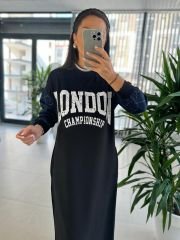 Dr 8162 London Tasarım Siyah Sweat Elbise