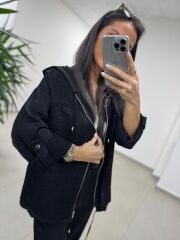 Art 4010 İthal Kumaş Kapüşonlu Siyah Takım