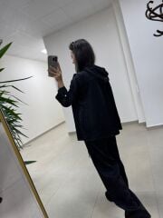 Art 4010 İthal Kumaş Kapüşonlu Siyah Takım