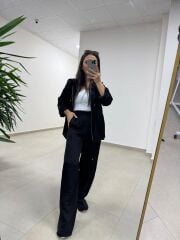 Art 4010 İthal Kumaş Kapüşonlu Siyah Takım