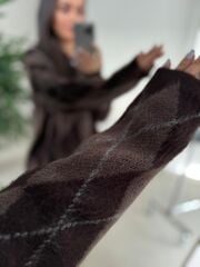 Ml 37643 Premium Polo Yaka A.Kahve-Vizon Baklava Desen Kazak