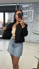 Ön Cepli Bomber Siyah Mont