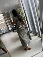 Ms Haki Pamuk Viskon Gömlek Elbise