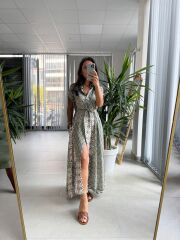 Ms Haki Pamuk Viskon Gömlek Elbise