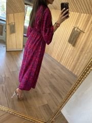 My 3154 Maksiboy pembe laci viskon elbise