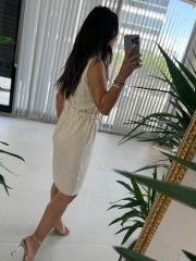 Mc 5967 Linen Sleeveless Stone Floss Dress