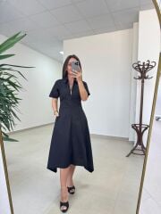 Bh 0135 Zr Model Siyah Poplin Elbise