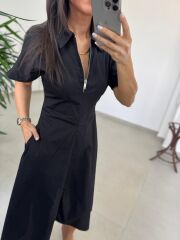 Bh 0135 Zr Model Siyah Poplin Elbise