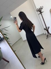 Bh 0135 Zr Model Siyah Poplin Elbise