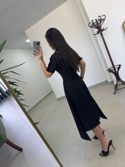 Bh 0135 Zr Model Siyah Poplin Elbise