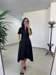 Bh 0135 Zr Model Siyah Poplin Elbise