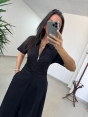 Bh 0135 Zr Model Siyah Poplin Elbise