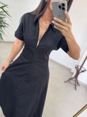 Bh 0135 Zr Model Siyah Poplin Elbise