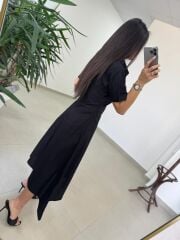 Bh 0135 Zr Model Siyah Poplin Elbise