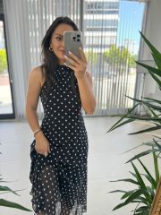 My 3486 Black Polka Dot Halter Neck Chiffon Dress