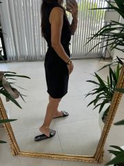 Mc 5967 Linen Sleeveless Black Floss Dress