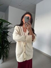 Orj. Marka Krem Düğmeli Hırka