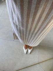 Sg Vizon Çizgili Keten Elbise