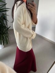 Orj. Marka Krem Düğmeli Hırka