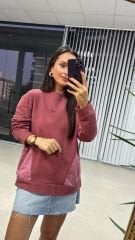Ribbed Honeycomb Textured Plum Sweat