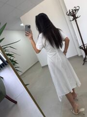 Bh 0135 Zr Model Beyaz Poplin Elbise