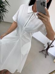 Bh 0135 Zr Model Beyaz Poplin Elbise