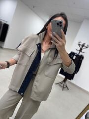 Nx 2273 Taş Denim detaylı Fitilli Takım