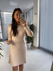 Ms Çima Dikişli Basic Çelik Nude Elbise
