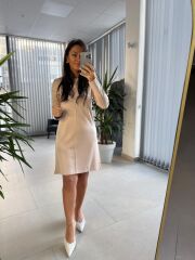 Ms Çima Dikişli Basic Çelik Nude Elbise