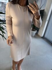 Ms Çima Dikişli Basic Çelik Nude Elbise