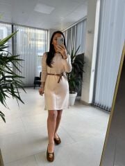 Ms Çima Dikişli Basic Çelik Nude Elbise