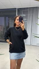 Dr 2484 Ribana Petek Dokulu Siyah Sweat