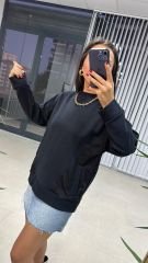 Dr 2484 Ribana Petek Dokulu Siyah Sweat