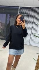 Ribana Petek Dokulu Siyah Sweat