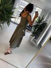 Bb 30157 Haki  Deniz Kabuğu İşlemeli Elbise