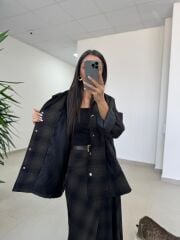 Ms 222 Ekoseli Vizon Siyah Mont